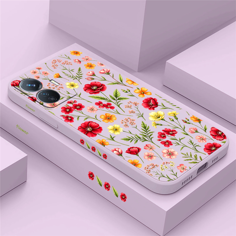 Vivo Y28 - Casing Telepon dengan Motif Bunga Berwarna-warni